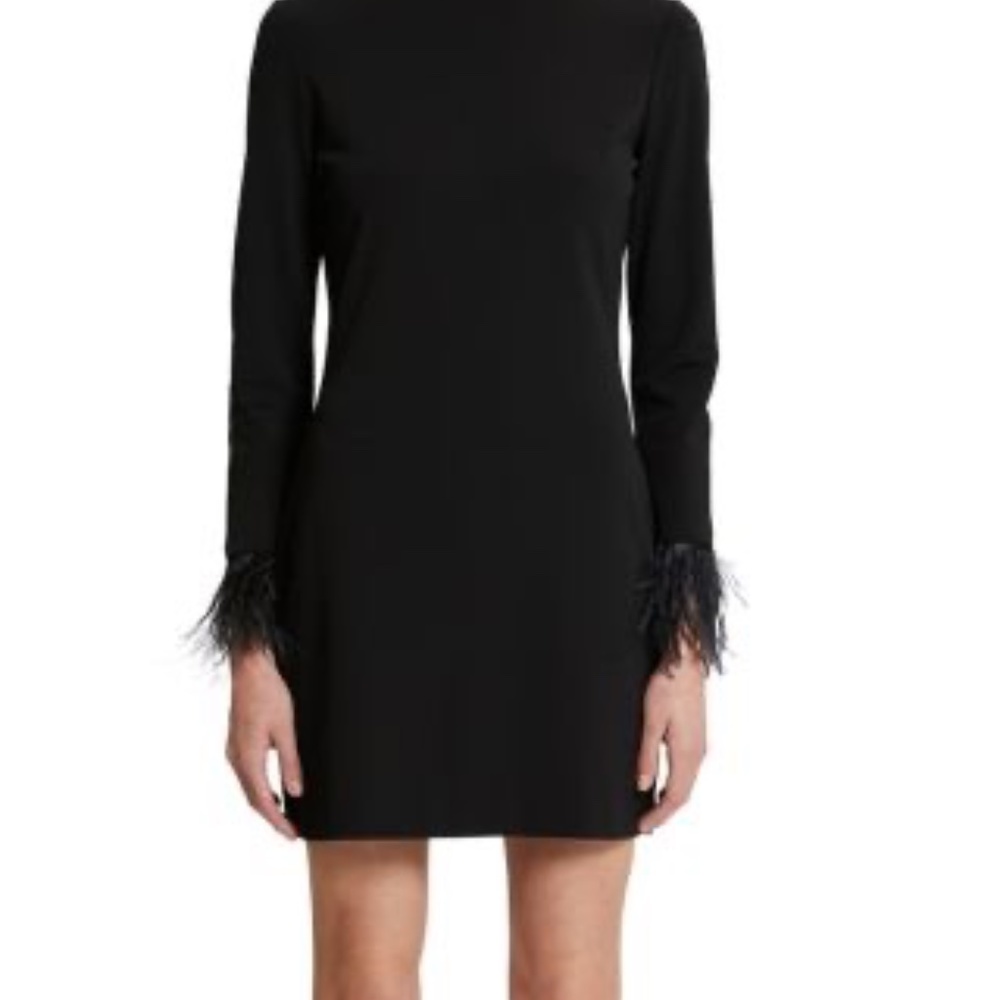 MARELLA Elegant Black Dress with Feather Details